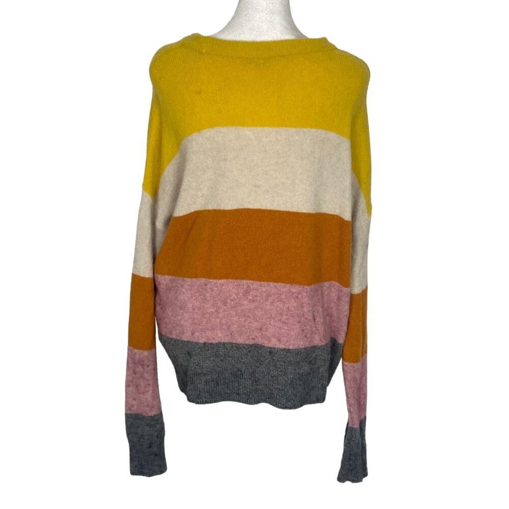 MADEWELL Women Crofton Sweater Sz S Multicolor Striped Pullover Wool 68-11 - Picture 3 of 12